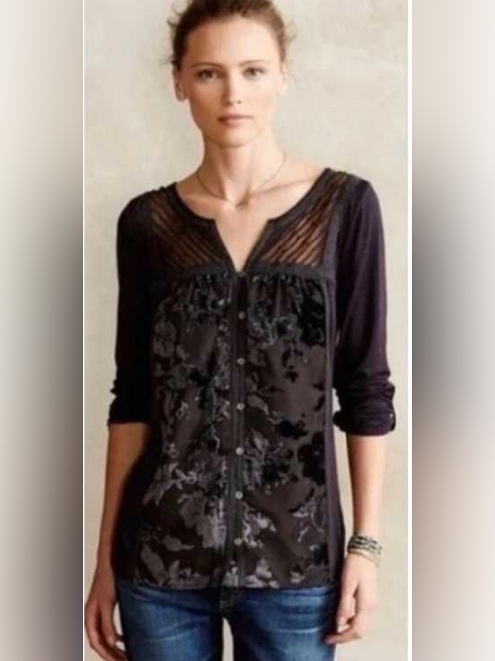Meadow Rue Tavia Velvet Top Size M
